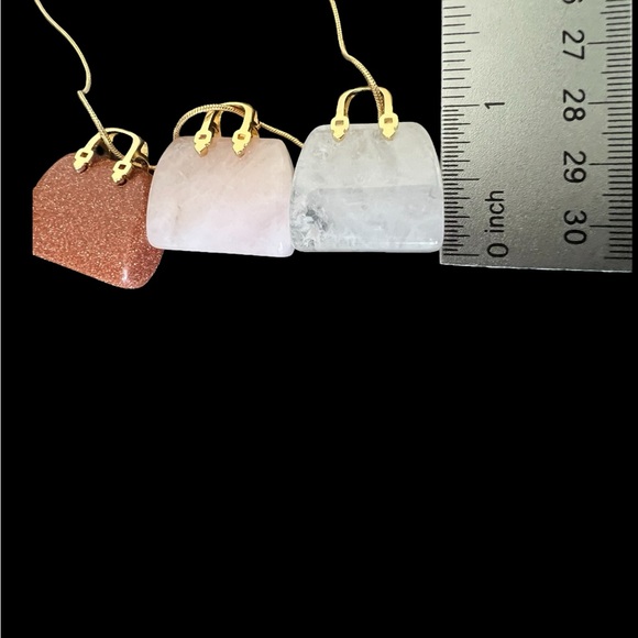 Brown druzy Quartz  purse pendant plus a gold plated necklace - Picture 7 of 7
